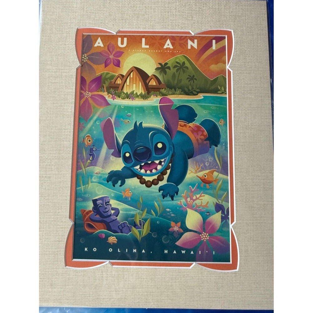 Disney Aulani Resort Stitch Ko Olina Hawaii Print 14"x 18" Jeff Granito Oahu